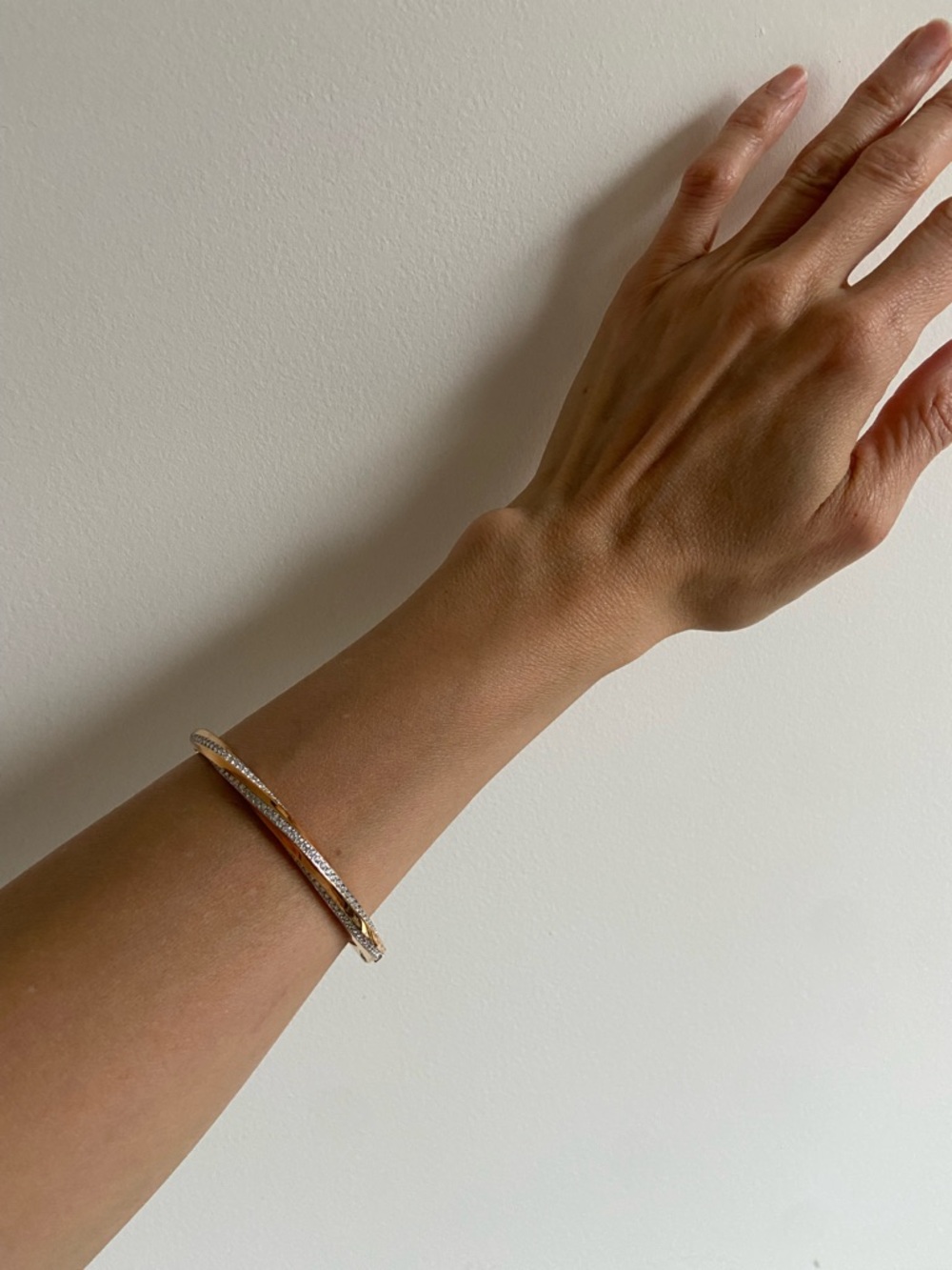 Swarovski Rose Gold and Silver Crystal-Trim Triple Bangle Bracelet - Picture 5 of 6